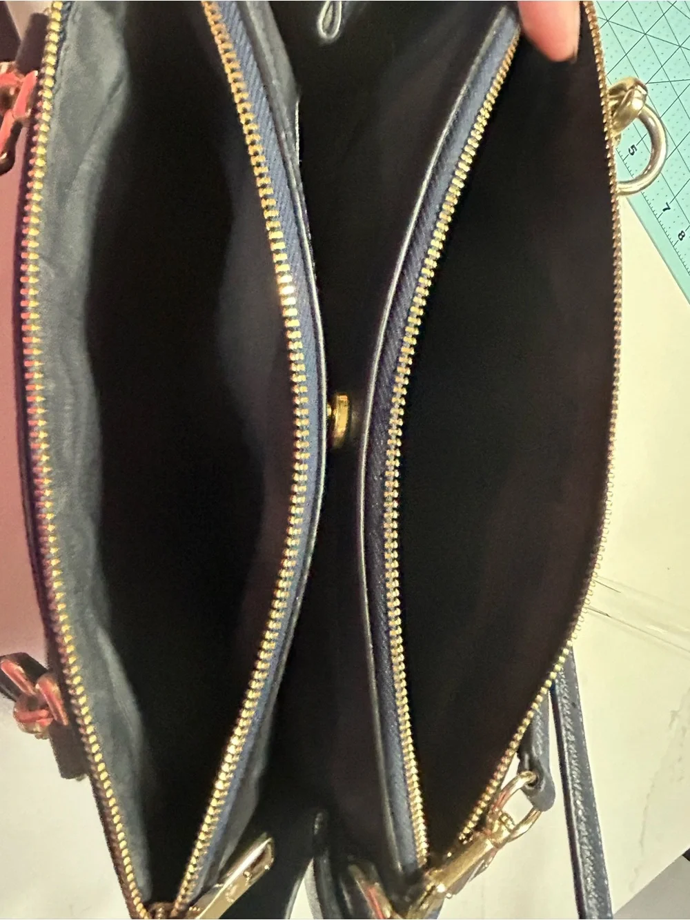 Coach Small Christie Carryall in Crossgrain Leather-midnight navy